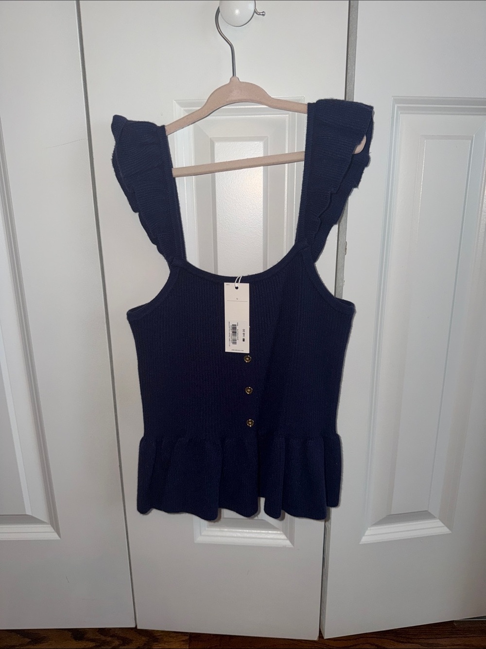 Janie and Jack Navy Ruffled Strap Knit Tank
